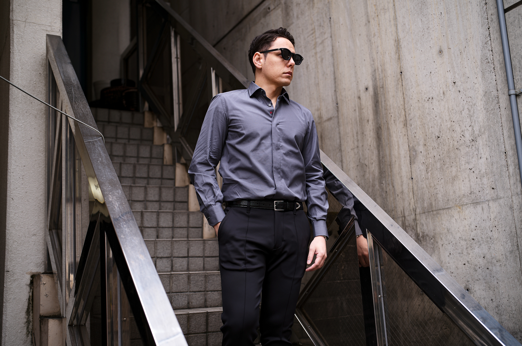 ISAIA (イザイア) Pointed collar shirt (ポインテッドカラー シャツ) コットンポプリン ポインテッドカラー シャツ GRAY (グレー) Made in italy (イタリア製) 2025 愛知 名古屋 Alto e Diritto altoediritto アルトエデリット