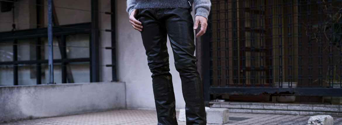 ISAMU KATAYAMA BACKLASH 1254-08 ITALY SHOULDER GARMENT DYED LEATHER PANTS BLACK 2025AW【ご予約開始】 イサムカタヤマバックラッシュ 愛知 名古屋 Alto e Diritto altoediritto アルトエデリット