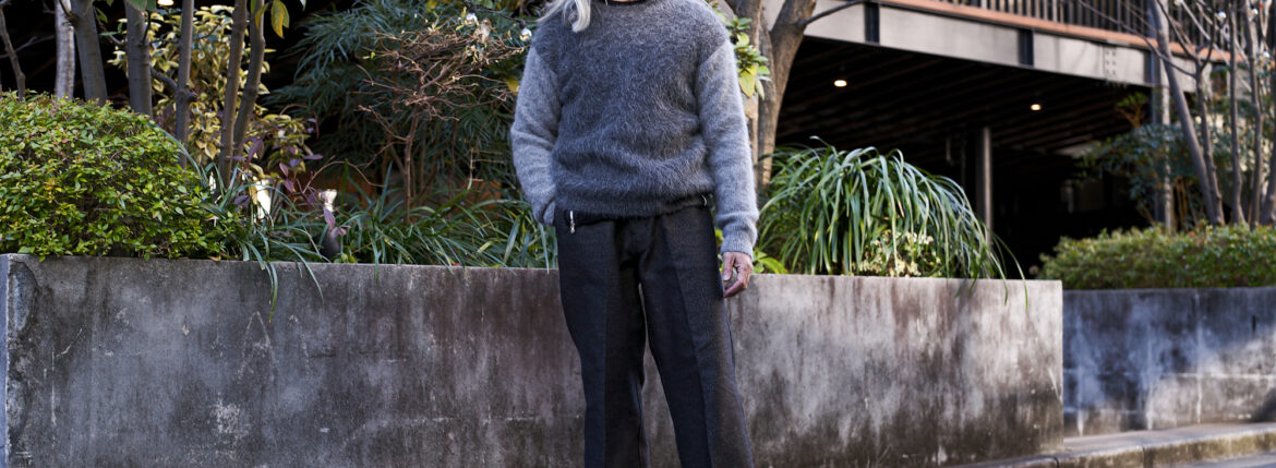 ISAMU KATAYAMA BACKLASH BUSHY KN-785-01 Alpaca Mohair Combination Knit D,GRAY × GRAY 2025AW【ご予約開始】 イサムカタヤマバックラッシュ アルパカ モヘア コンビネーションニット ダークグレー グレー ニット バックラッシュニット 愛知 名古屋 Alto e Diritto altoediritto アルトエデリット