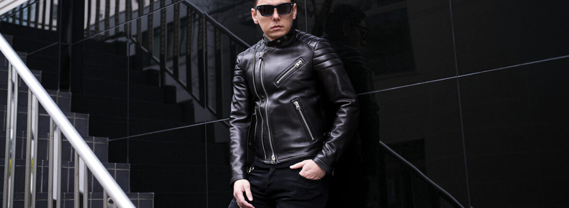 TOM FORD (トムフォード) NAPPA GRAIN LEATHER ZIP BIKER (ナッパ グレイン レザー ジップ バイカー) ラムレザー セミダブル ライダース ジャケット BLACK (ブラック) Made in italy (イタリア製) 2025春夏 Alto e Diritto altoediritto アルトエデリット